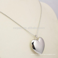 Shiny Silver Plated Stainless Steel 3D Blank Chunky Heart Necklace